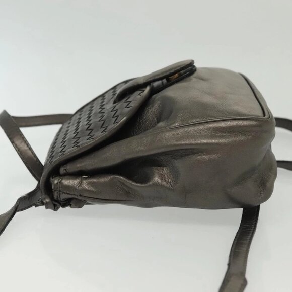 BOTTEGA VENETA INTRECCIATO Backpack Leather Silver Auth bs28930 main image 15